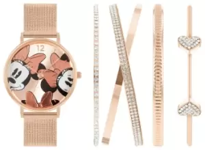 Disney Minnie Mouse Rose Gold Watch Set