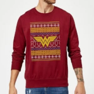 DC Wonder Woman Knit Christmas Sweatshirt - Burgundy - M