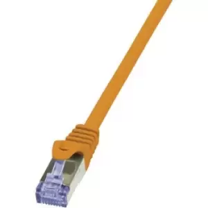 LogiLink CQ3028S RJ45 Network cable, patch cable CAT 6A S/FTP 0.50 m Orange Flame-retardant, incl. detent