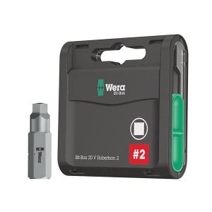 Wera Bit-Box 20 H Extra Hard Bits Robertson 2 Square x 25mm, 20 Piece