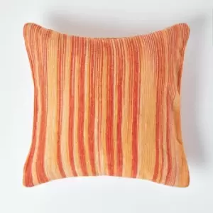 HOMESCAPES Cotton Chenille Tie Dye Orange Cushion Cover, 45 x 45cm - Orange