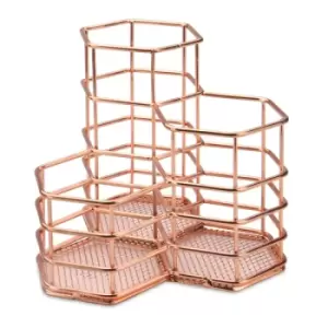 Hexagonal Desk Tidy Rose Gold M&amp;W