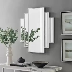 Furniturebox Deco Large 1920s Inspired Silver Framed Wall Mirror Art Deco Symmetry Hallway Living Room Dining Room Bedroom