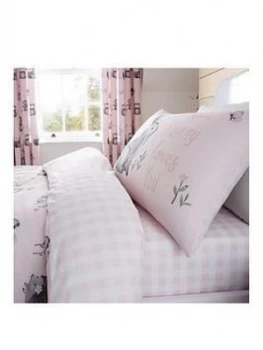 Catherine Lansfield Woodland Friends Easy Care Fitted Sheet - Double, Pink