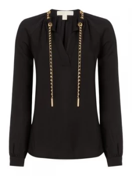 Michael Kors Long sleeve chain neck top Black