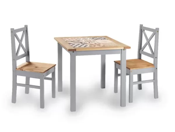 Seconique Salvador Grey and Tile Dining Table and 2 Chair Set