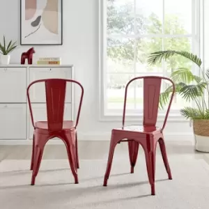 Furniturebox UK - Furniturebox Set of 2 Colton 'Tolix' Style Industrial Dining Chairs Red