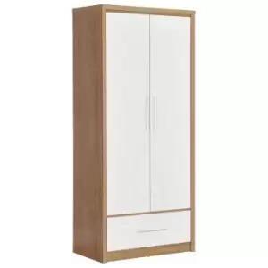 Seville Double, 1 Drawer Wardrobe White and Brown