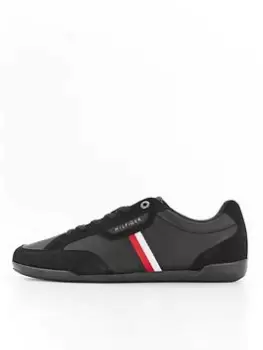 Tommy Hilfiger Corporate Mix Leather Trainers, Black, Size 7, Men