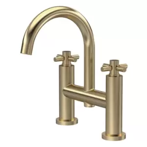 Hudson Reed Tec Crosshead Bath Filler Tap Pillar Mounted - Brushed Brass