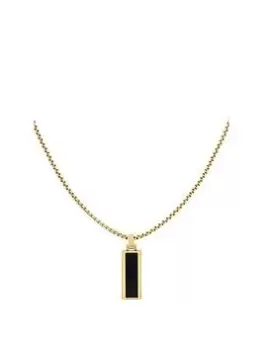 Tommy Hilfiger Mens Gold Plated Onyx Stone Necklace