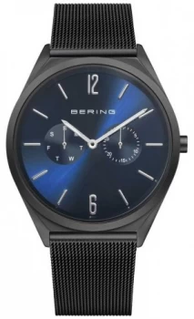 Bering Ultra Slim Black Steel Mesh Bracelet Blue Dial Watch