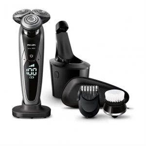 Philips Series 9000 Wet & Dry Mens Electric Shaver with Smart Clean Plus - S9732/33 - Black / Silver