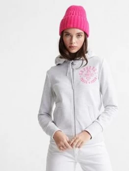 Superdry Track & Field Zip Through Hoodie - Ice, Ice, Size 8, Women