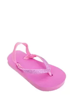 Plain Toe Post Flip Flops With Glitter Strap