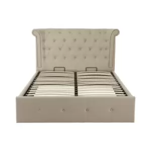 Upholstered Wingback Diamond Buttoned Ottoman Storage Bed