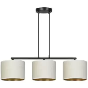 Emibig Hilde Black Bar Pendant Ceiling Light with White Fabric Shades, 3x E27