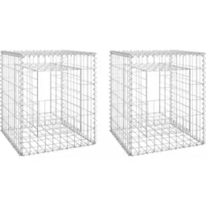 Gabion Basket Posts 2 pcs 50x50x60cm Iron vidaXL - Silver