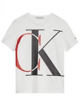 Calvin Klein Jeans Boys Exploded Monogram T-Shirt - White