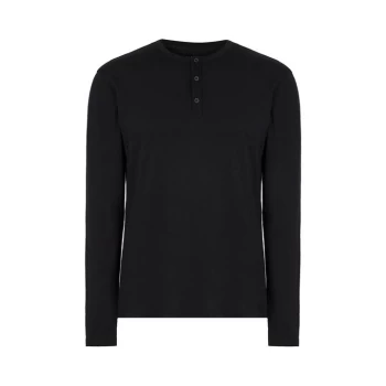 AllSaints Figure Long Sleeve Henley - Jet Black