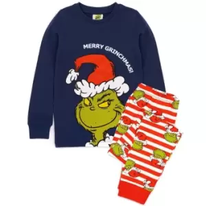 The Grinch Childrens/Kids Fitted Christmas Pyjama Set (5-6 Years) (Blue/Green/White/Red)