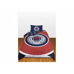 Rangers FC Official Football Crest Reversible Single Duvet And Pillow Case Set (One Size) (Red/White/Blue)