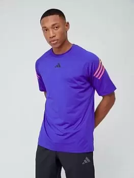 adidas Performance Train Icons 3-Stripes Training T-Shirt - Blue Size S, Men
