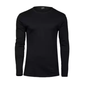 Tee Jays Mens Interlock Long-Sleeved T-Shirt (3XL) (Black)