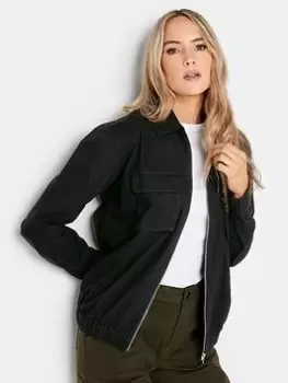 Long Tall Sally Black Bomber Jacket, Black, Size 10, Women