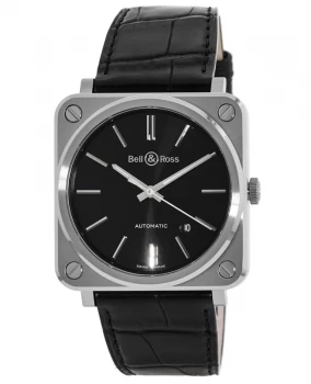 Bell & Ross BR S-92 Black Steel Mens Watch BRS92-BLC-ST/SCR BRS92-BLC-ST/SCR