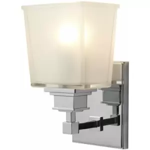 Loops - IP44 Wall Square Shaped Opal Glass Shade Polished Chrome LED G9 3.5W