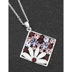 Boho Chic Silver Plated Floral Diamond Shaped Necklace