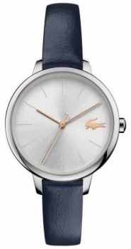 Lacoste Womens Cannes Blue Leather Strap Silver Dial Watch