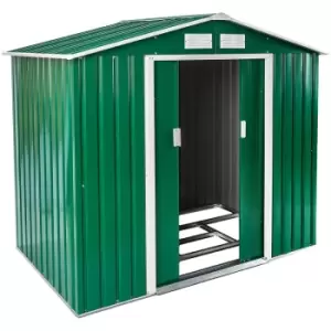 Tectake - Shed with saddle roof - garden shed, metal shed, tool shed - green/white - green/white