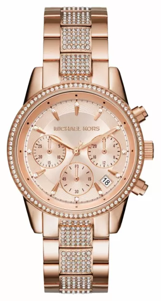 Michael Kors MK6485 Womens Ritz Rose-Gold Chronograph Watch