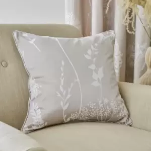 Catherinelansfield - Catherine Lansfield Meadowsweet Floral Jacquard Piped Edge Filled Cushion, Natural, 45 x 45 Cm