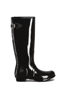 Black Original Tall Back Adjustable Gloss Wellington Boot