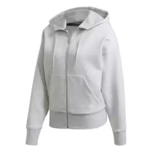 adidas Womens 3-Stripes Zip Track Top Hoodie - Grey