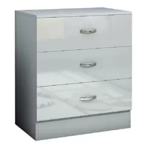 Fwstyle High Gloss Grey 3 Drawer Chest