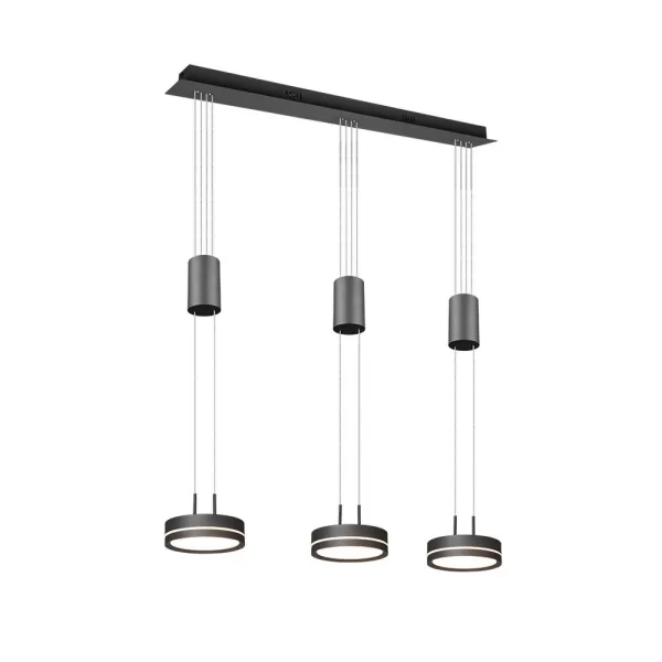 Franklin Modern 3 Light Bar Pendant Ceiling Light Anthracite 3000K