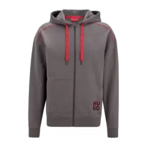 Hugo Mono Logo Zip Hoodie - Grey