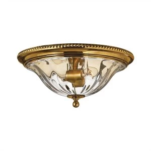 2 Light Flush Mount Ceiling Light Burnished Brass, E27