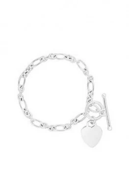 Simply Silver T-Bar Heart Bracelet