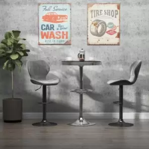 Homcom Round Height Adjustable Retro Diner Style Table Faux Leather Tabletop