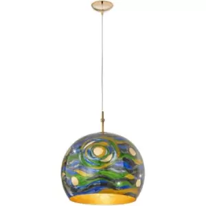 14kolarz - LUNA 24-carat gold design pendant light 1 bulb, aqua blue shade