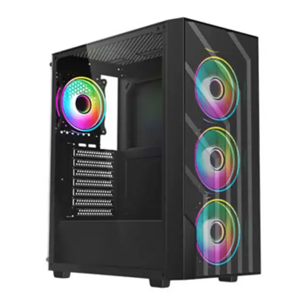 VIDA Vida Sirocco Black ARGB Gaming Case w/ Glass Window ATX 4x ARGB Fans Mesh Front SIROCCO-BLK