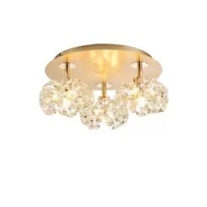 Salisbury Round 3 Light G9 35cm Flush Light With French Gold And Crystal Shade