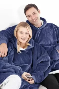 Eskimo Sherpa Lined Blanket Fleece Hoodie Navy