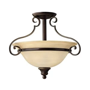 2 Light Semi Flush Ceiling Light Antique Bronze, E27