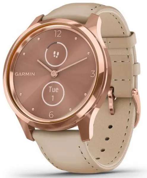 Garmin Watch Vivomove Luxe Rose Gold PVD Sand Leather GMN-229